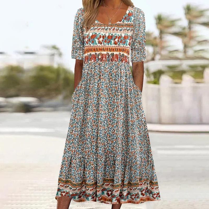50% OFF🔥Elegantes Kleid mit böhmischem Print für Damen