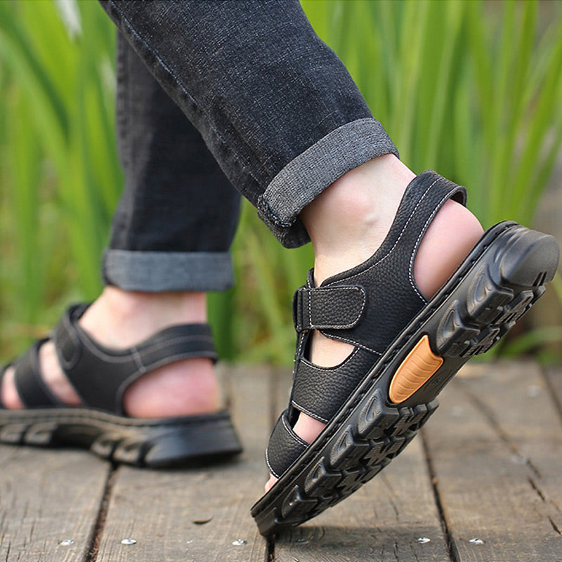 🔥49 % RABATT🔥Hochwertige Freizeitsandalen aus Leder für Herren 【Rutschfest, Fußmassage】