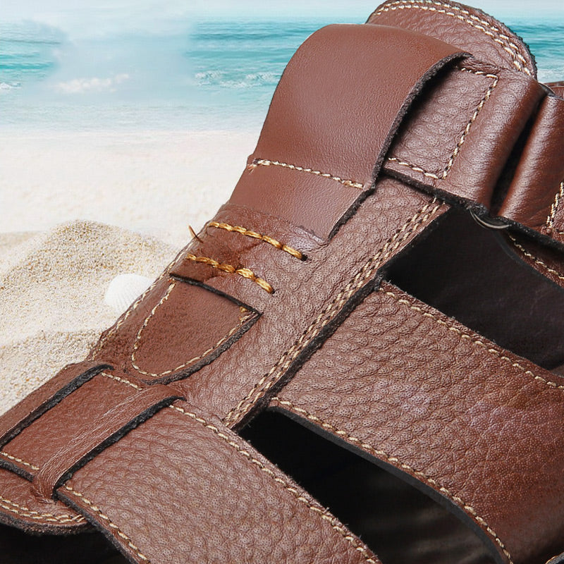 🔥49 % RABATT🔥Hochwertige Freizeitsandalen aus Leder für Herren 【Rutschfest, Fußmassage】