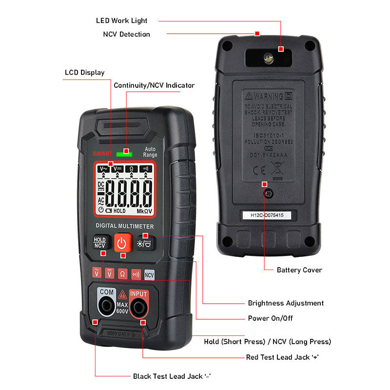 🔧⚡️ Smartes Anti-Burn-Multimeter! 4000 Zähler, automatische Messbereichswahl, handtellergroßes Null-Fehler-Messgerät ✨