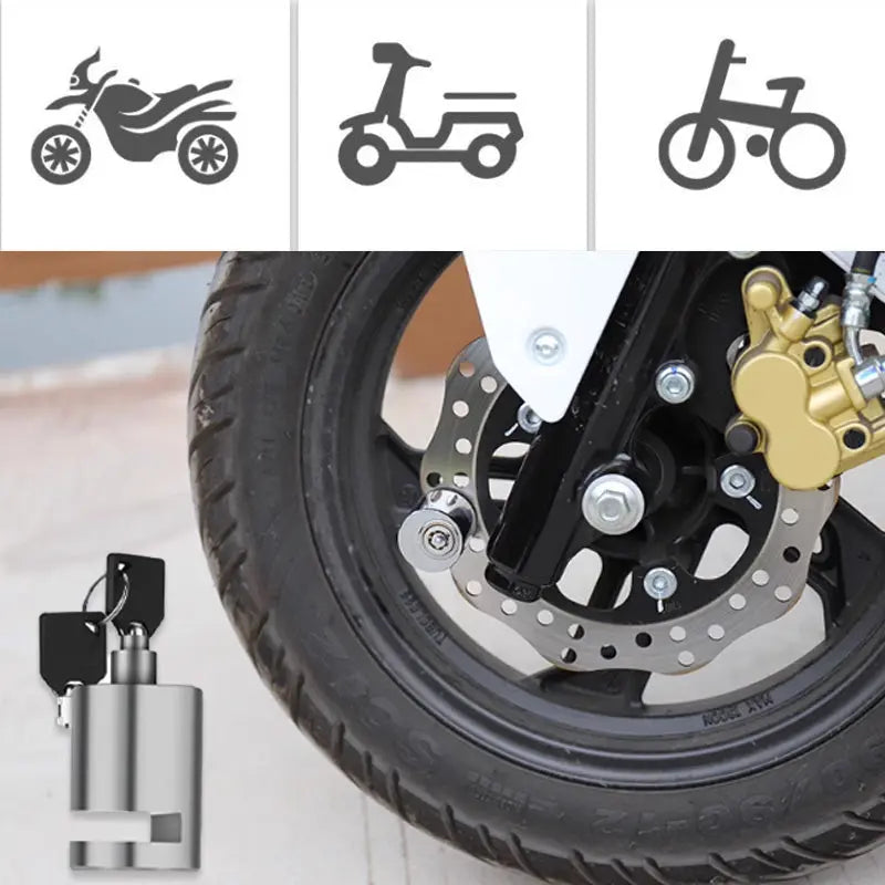 🛡️ Super B-Grade Scheibenschloss für Motorrad und Fahrrad – Drück zu verriegeln, maximaler Diebstahlschutz bei jedem Wetter! Ideal für Pendler und Outdoor-Aktivitäten.