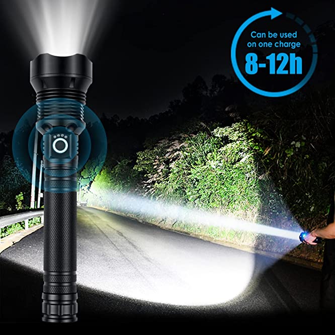 ✨49% Rabatt am letzten Tag des Verkaufs✨ Superhelle, leistungsstarke, hohe Lumen, lange taktische Taschenlampen mit wiederaufladbarer Batterie