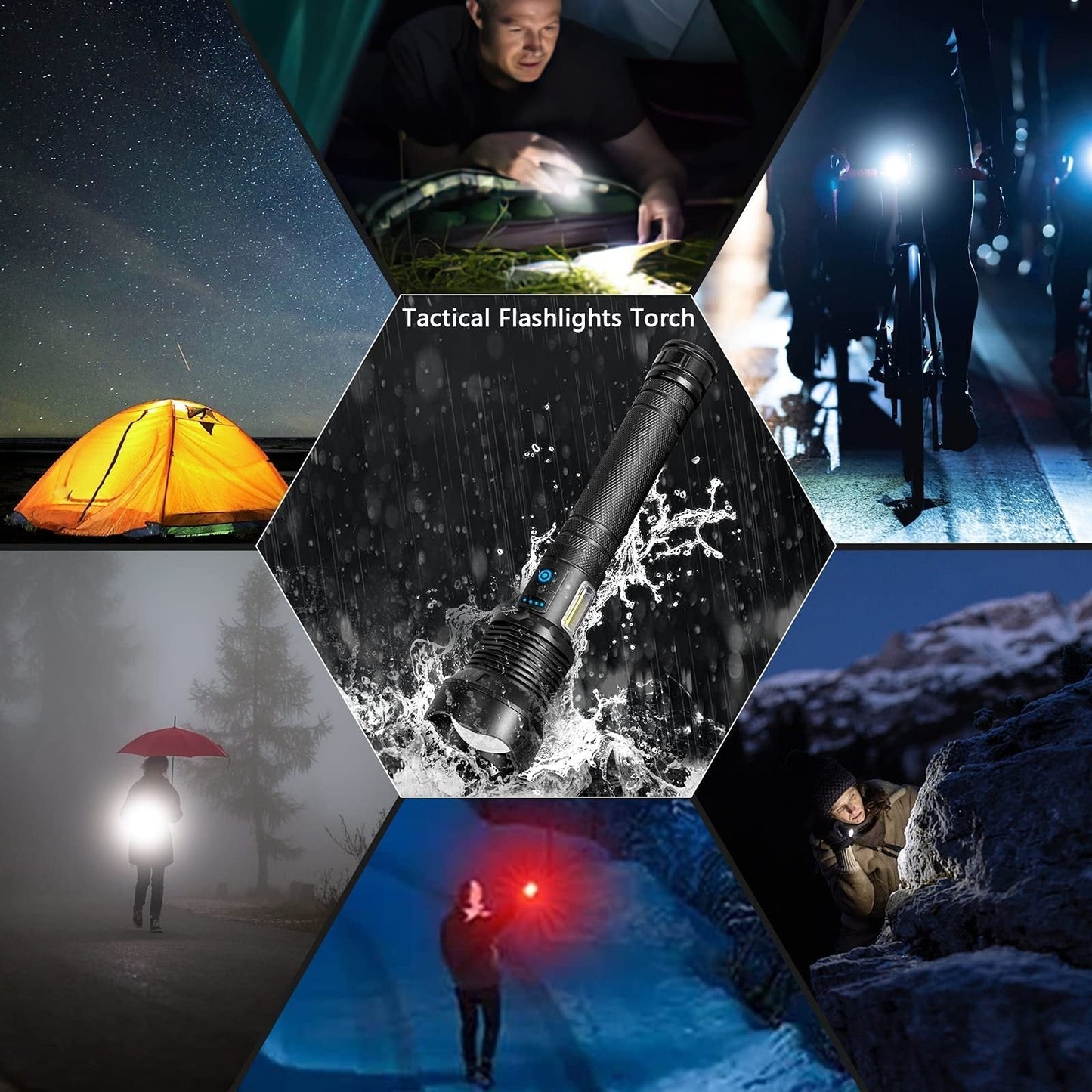 ✨49% Rabatt am letzten Tag des Verkaufs✨ Superhelle, leistungsstarke, hohe Lumen, lange taktische Taschenlampen mit wiederaufladbarer Batterie