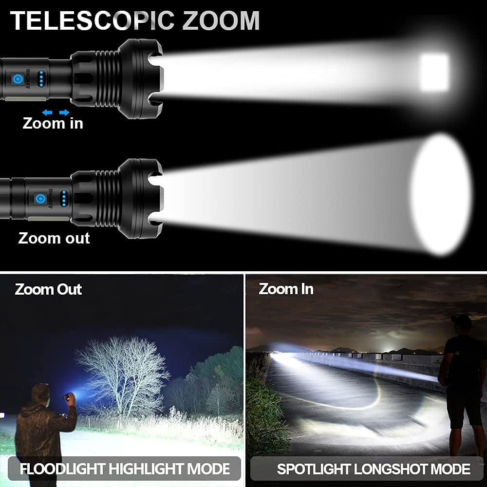 ✨49% Rabatt am letzten Tag des Verkaufs✨ Superhelle, leistungsstarke, hohe Lumen, lange taktische Taschenlampen mit wiederaufladbarer Batterie