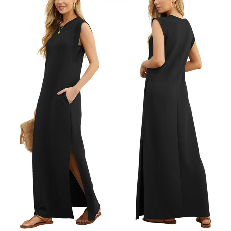 🔥Heißer Verkauf🔥Lose geteiltes knitterfreies langes Kleid für Frauen