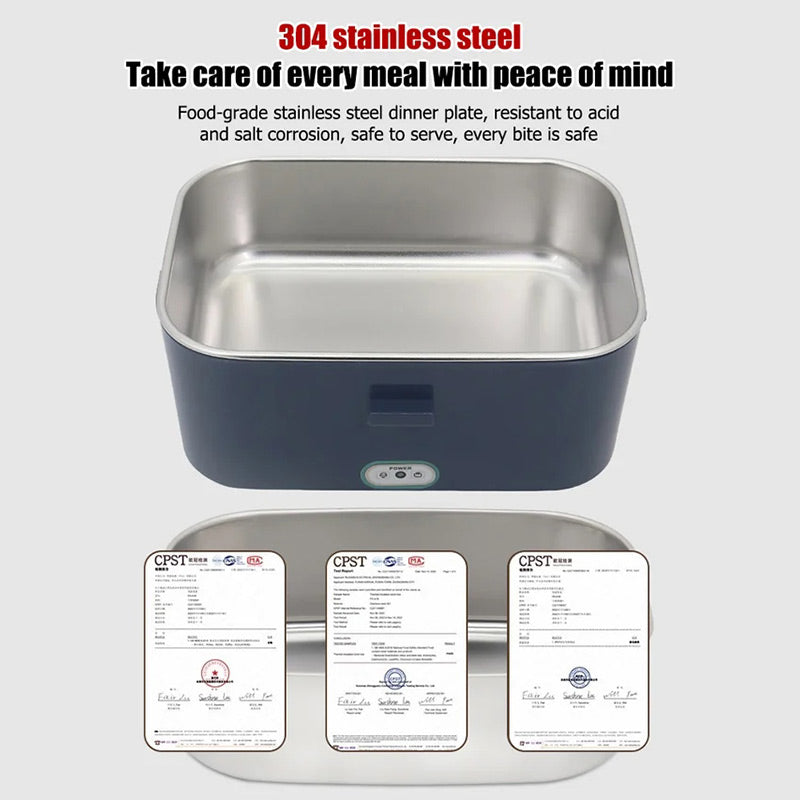 🍱⚡ Elektrische Lunchbox mit Heizfunktion | Edelstahl-Innenbehälter | 1,8L Fassungsvermögen | Auslaufsicher | Inkl. Besteck & Tragetasche | Für Zuhause & Unterwegs