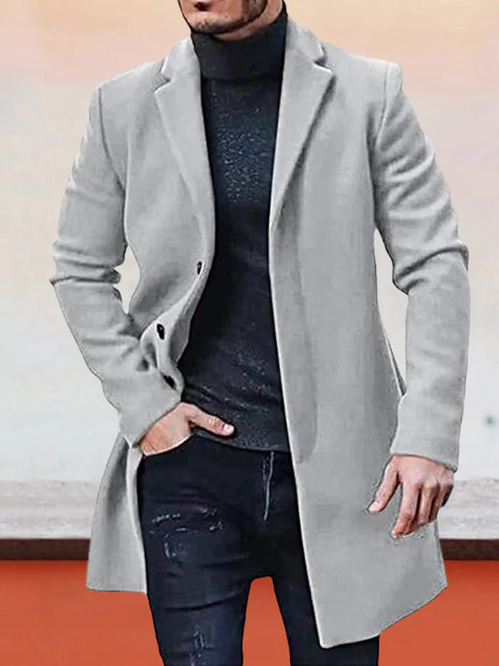 Herren einreihige einfarbige Jacke mit Schnalle