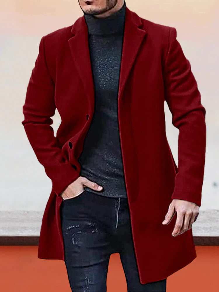Herren einreihige einfarbige Jacke mit Schnalle