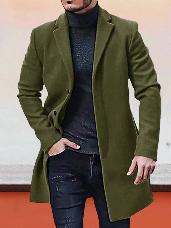 Herren einreihige einfarbige Jacke mit Schnalle