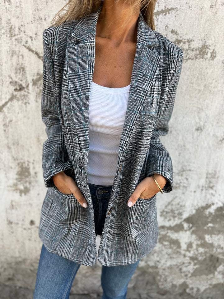 ⏰50% Rabatt🥰Saisonangebot zum Super-Sonderpreis🥰Lässiger karierter Blazer mit Revers