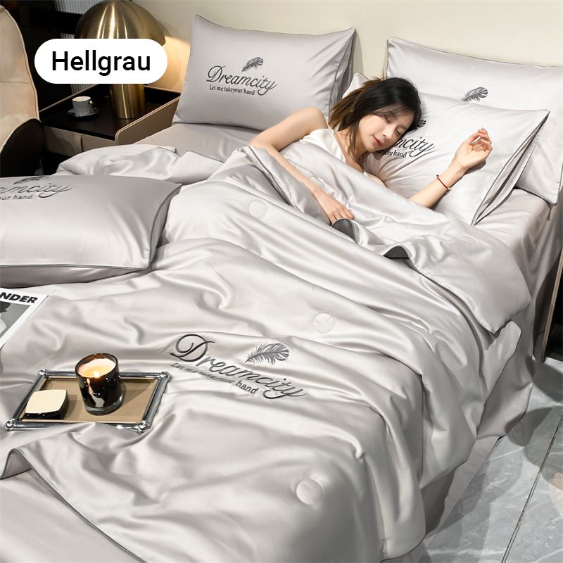 Waschbare, kühlende 4-teilige Bettwäsche – Perfekt für heiße Nächte! 🌙❄️