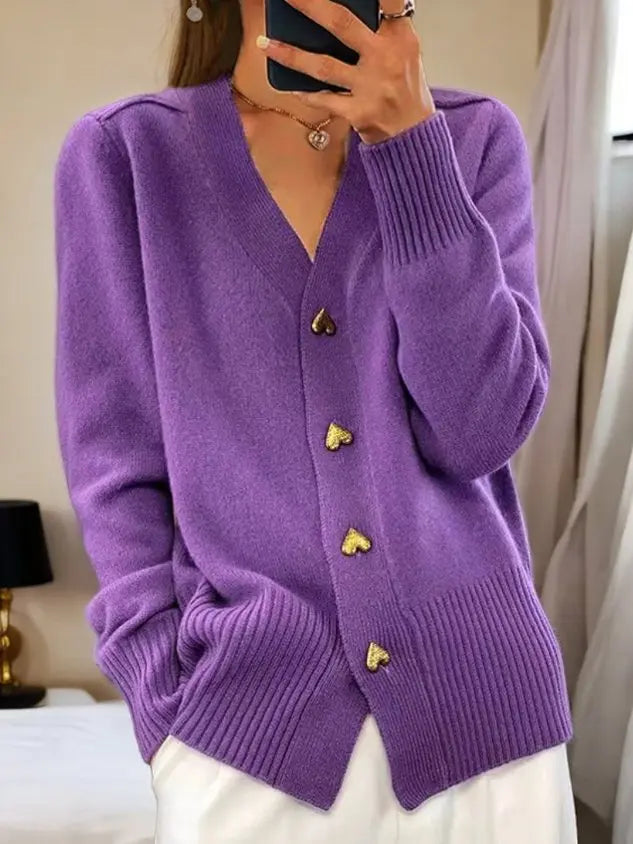 🍂 Early-bird price 50% Rabatt 🍁Damen-Cardigan aus einfarbiger Wolle mit Knöpfen