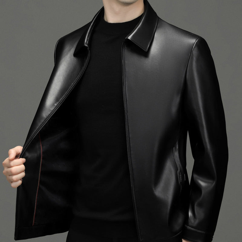 Klassische PU-Lederjacke für Herren mit Frontreißverschluss 🔥Business Casual Easy Match