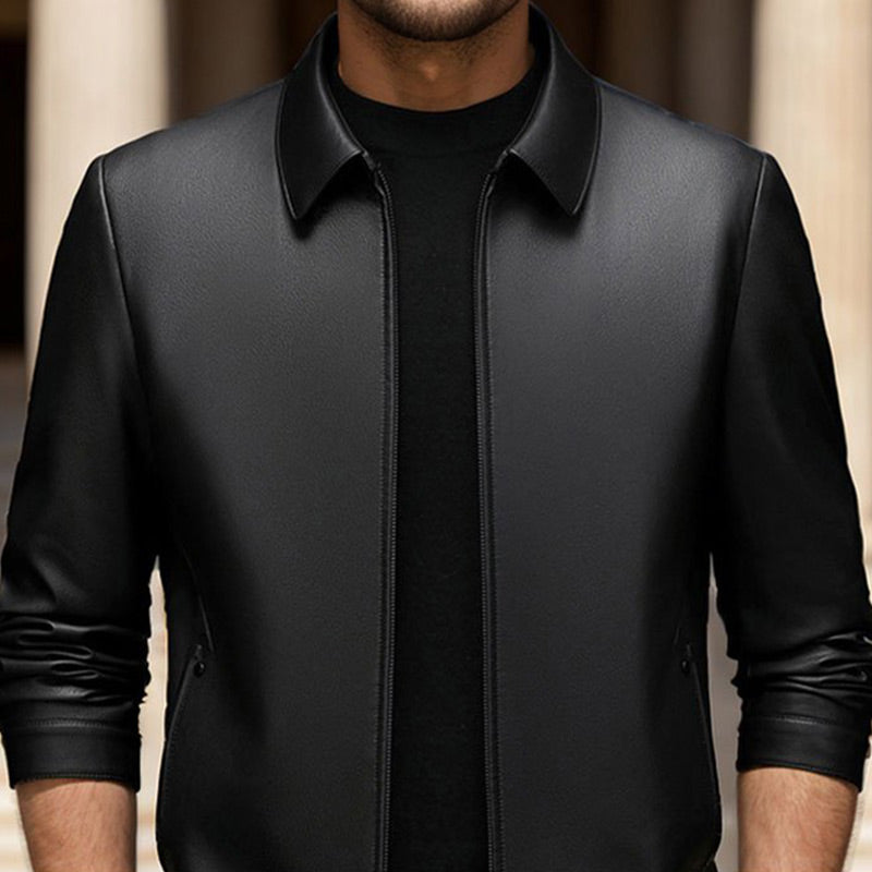 Klassische PU-Lederjacke für Herren mit Frontreißverschluss 🔥Business Casual Easy Match