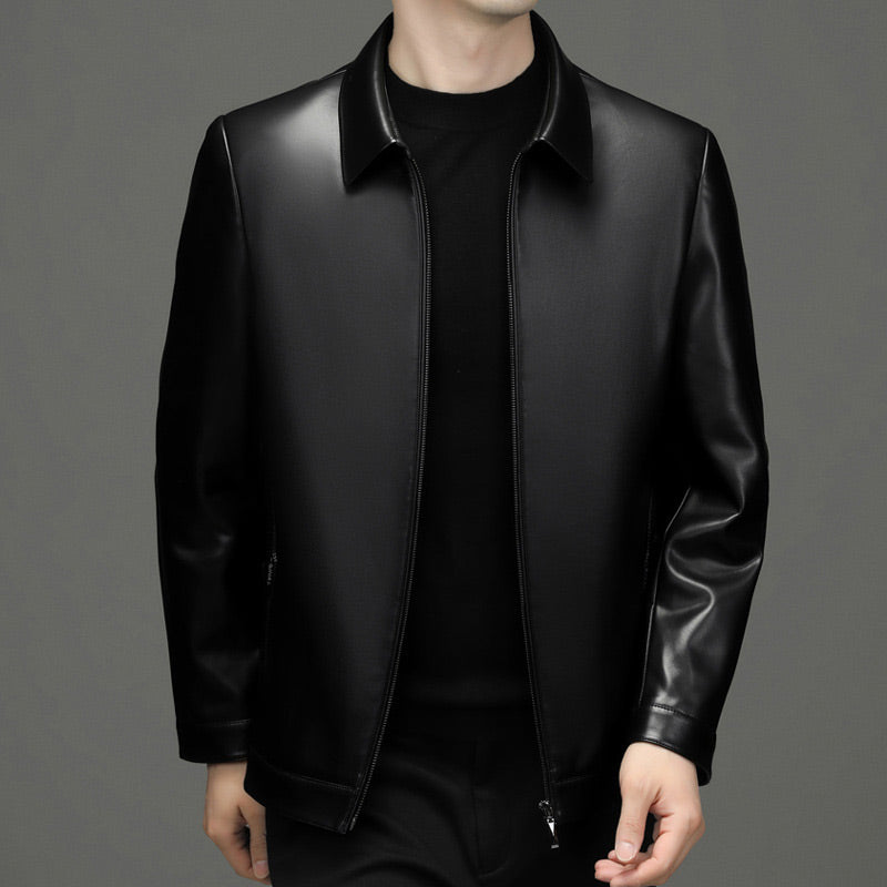 Klassische PU-Lederjacke für Herren mit Frontreißverschluss 🔥Business Casual Easy Match