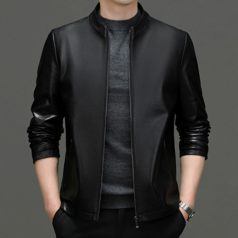 Klassische PU-Lederjacke für Herren mit Frontreißverschluss 🔥Business Casual Easy Match