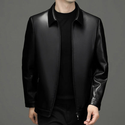 👨‍🦱 Men's Classic PU Leather Jacket with Zipper Front 🧥