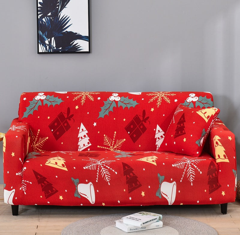 Vollumfassender Universal-Stretch Sofabezug in weihnachtlichem Design