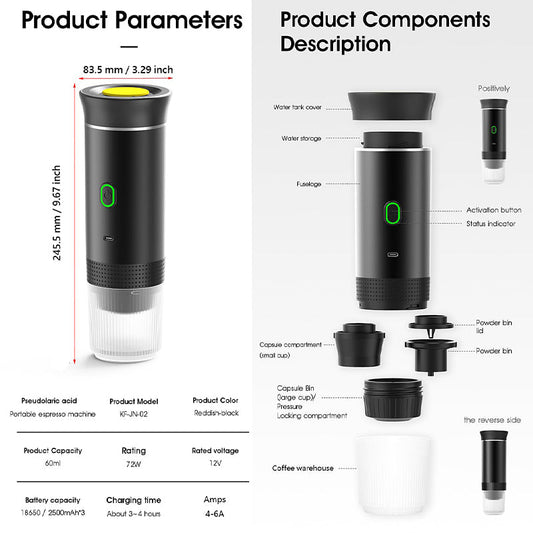 Rechargeable Portable Coffee Maker for Capsules