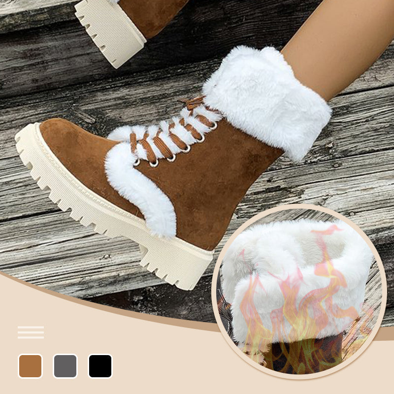 Damen-Schneestiefel aus Baumwolle mit mittelhohem Schaft und Plüschfutter【Kostenlose Lieferung】