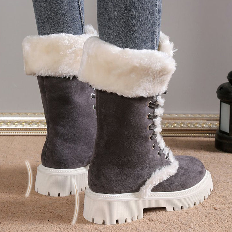 Damen-Schneestiefel aus Baumwolle mit mittelhohem Schaft und Plüschfutter【Kostenlose Lieferung】