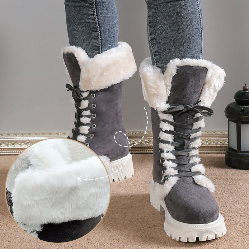 Damen-Schneestiefel aus Baumwolle mit mittelhohem Schaft und Plüschfutter【Kostenlose Lieferung】