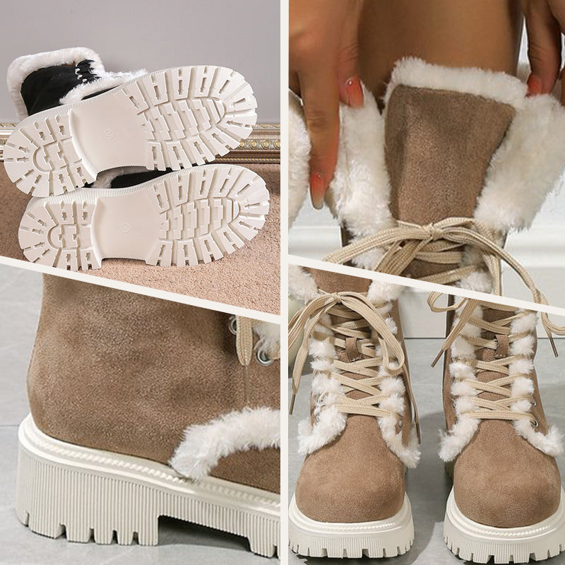 Damen-Schneestiefel aus Baumwolle mit mittelhohem Schaft und Plüschfutter【Kostenlose Lieferung】