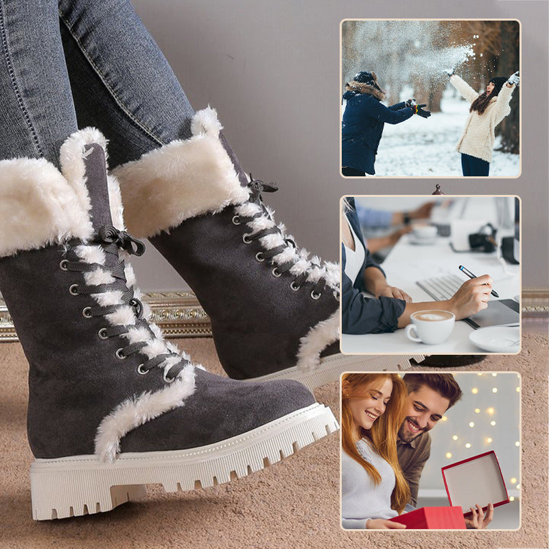 Damen-Schneestiefel aus Baumwolle mit mittelhohem Schaft und Plüschfutter【Kostenlose Lieferung】