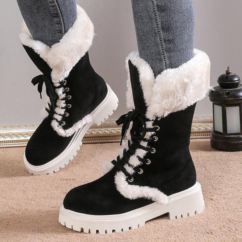 Damen-Schneestiefel aus Baumwolle mit mittelhohem Schaft und Plüschfutter【Kostenlose Lieferung】