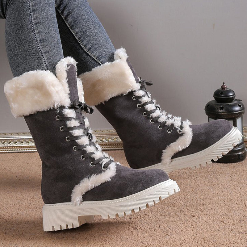 Damen-Schneestiefel aus Baumwolle mit mittelhohem Schaft und Plüschfutter【Kostenlose Lieferung】