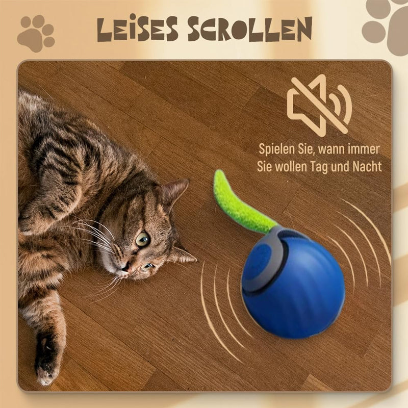 🐾 Speedy Tail 2.0 – Interaktiver elektrischer Rollball mit neckendem Schwanz – Intelligentes Katzenspielzeug für Spaß drinnen und draußen 🎉🐱