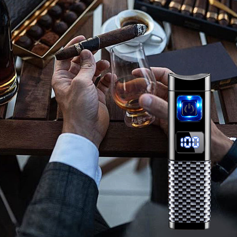 Wiederaufladbares & nachfüllbares Zigarrenfeuerzeug mit LED-Anzeige