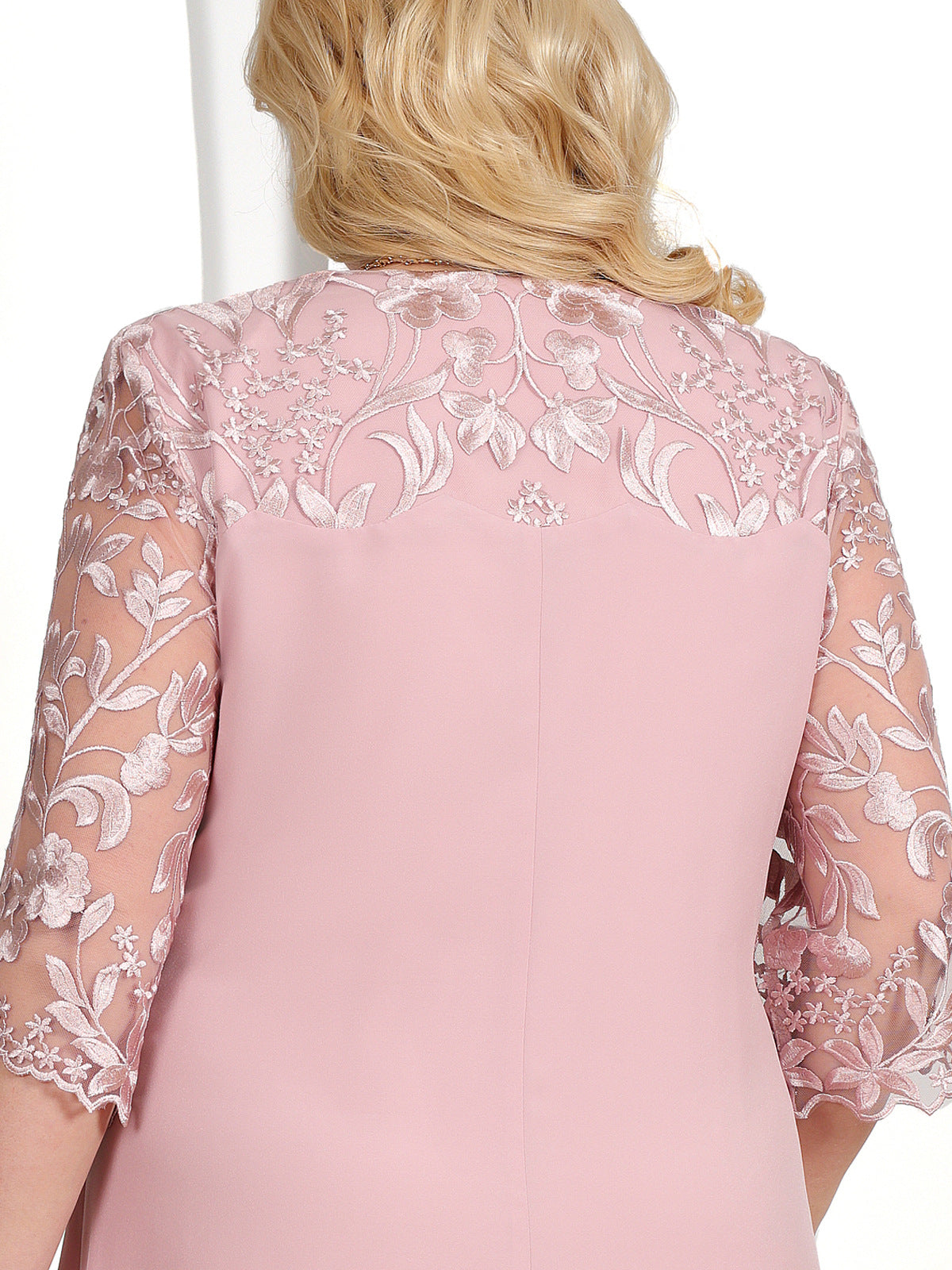 🎁Frühjahrsverkauf 49% Rabatt🔥Damen Besticktes Chiffon Rundhalskleid