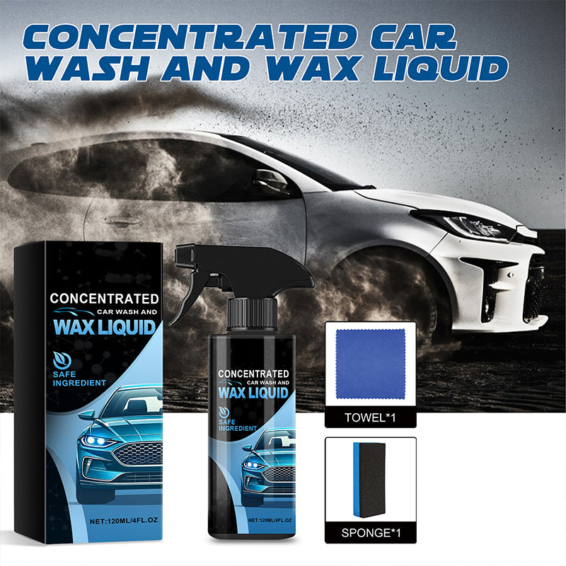🚗✨50% RABATT NUR FÜR KURZE ZEIT! Konzentrierte Autowasch- und Wachsflüssigkeit, Sanftes & Effektives Reinigungs-Spray-Set mit Schwamm und Mikrofasertuch