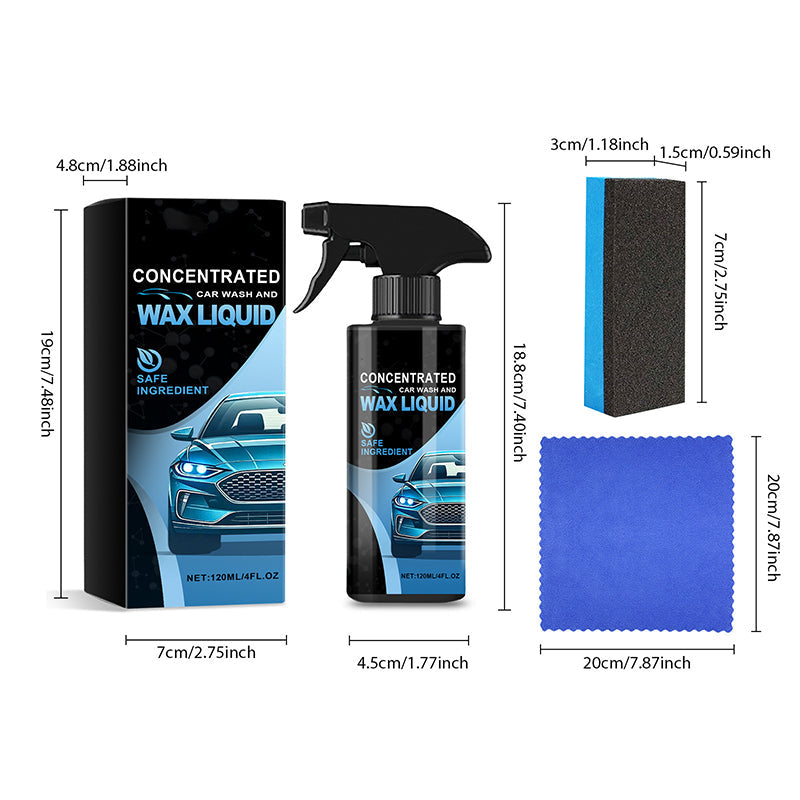 🚗✨50% RABATT NUR FÜR KURZE ZEIT! Konzentrierte Autowasch- und Wachsflüssigkeit, Sanftes & Effektives Reinigungs-Spray-Set mit Schwamm und Mikrofasertuch