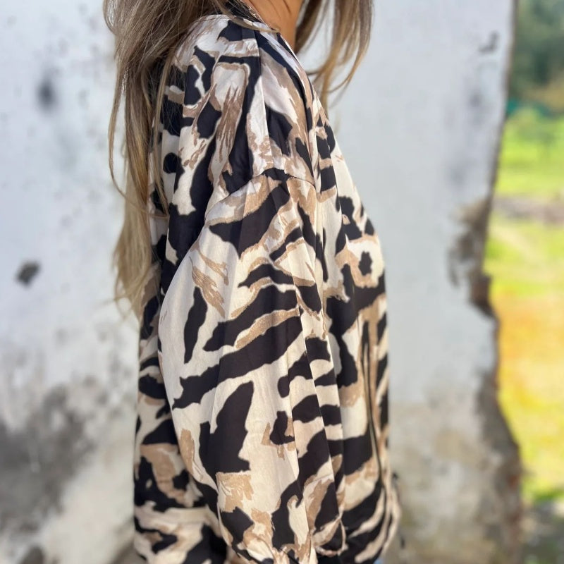 🌸Frühjahrsverkauf 50% Rabatt🌸Frühling Damen Reißverschluss Zebra Druck einteilige Jacke