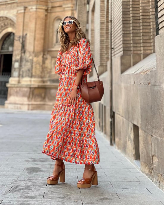 🌸Große Preisreduzierung🌸 Elegantes Damen-Boho-Maxikleid mit Puffärmeln und Blumenmuster