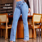 👖💕 Stretch-Schlagjeans mit hohem Bund – Perfekt für den Frühling! ✨ Bequem, schlank, nachhaltig 👖 Ideal für Alltag & Freizeit.