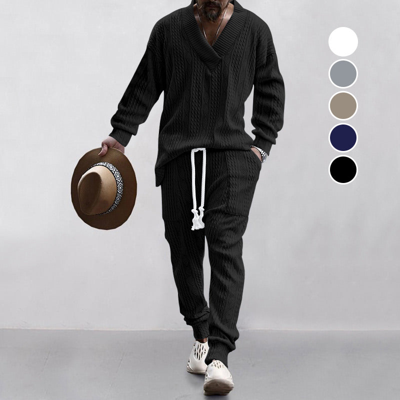 💥Heute angekommen – 52%💥 2-teiliges Herren-Set aus Baggy-Sweatshirt mit V-Ausschnitt und Jogginghose