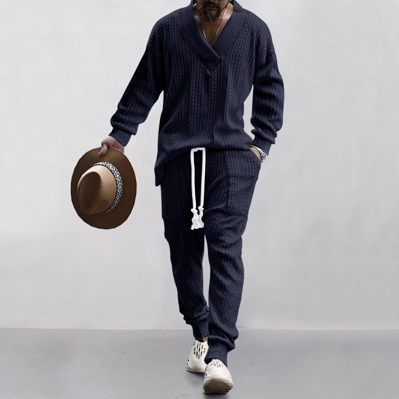 💥Heute angekommen – 52%💥 2-teiliges Herren-Set aus Baggy-Sweatshirt mit V-Ausschnitt und Jogginghose