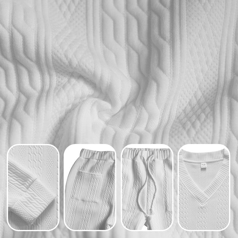 💥Heute angekommen – 52%💥 2-teiliges Herren-Set aus Baggy-Sweatshirt mit V-Ausschnitt und Jogginghose