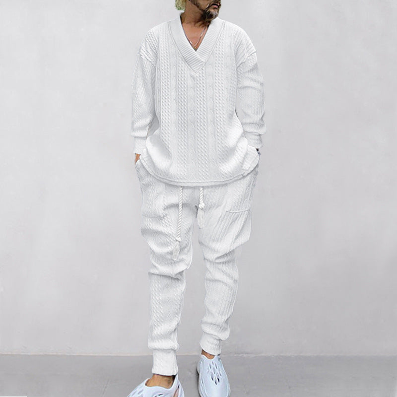 💥Heute angekommen – 52%💥 2-teiliges Herren-Set aus Baggy-Sweatshirt mit V-Ausschnitt und Jogginghose
