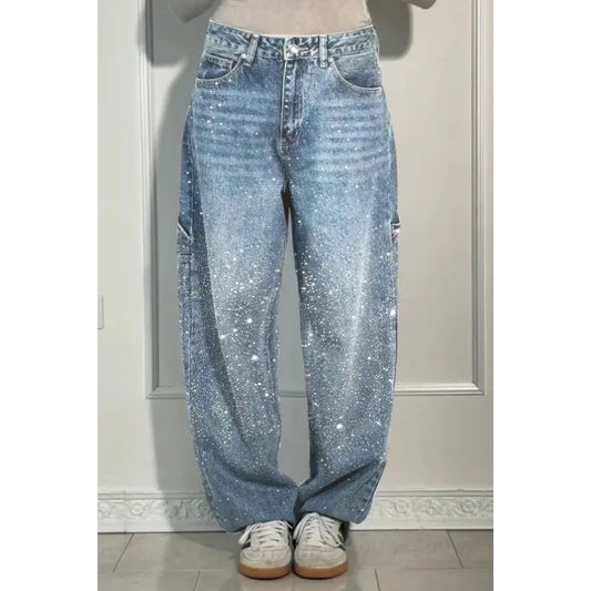 ✨👖Strassjeans mit geradem Bein für Frauen