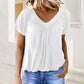 Kaufen Sie 2 gratis Versand🎁Lässiges Damen-Top mit plissiertem V-Ausschnitt und kurzen Ärmeln👚