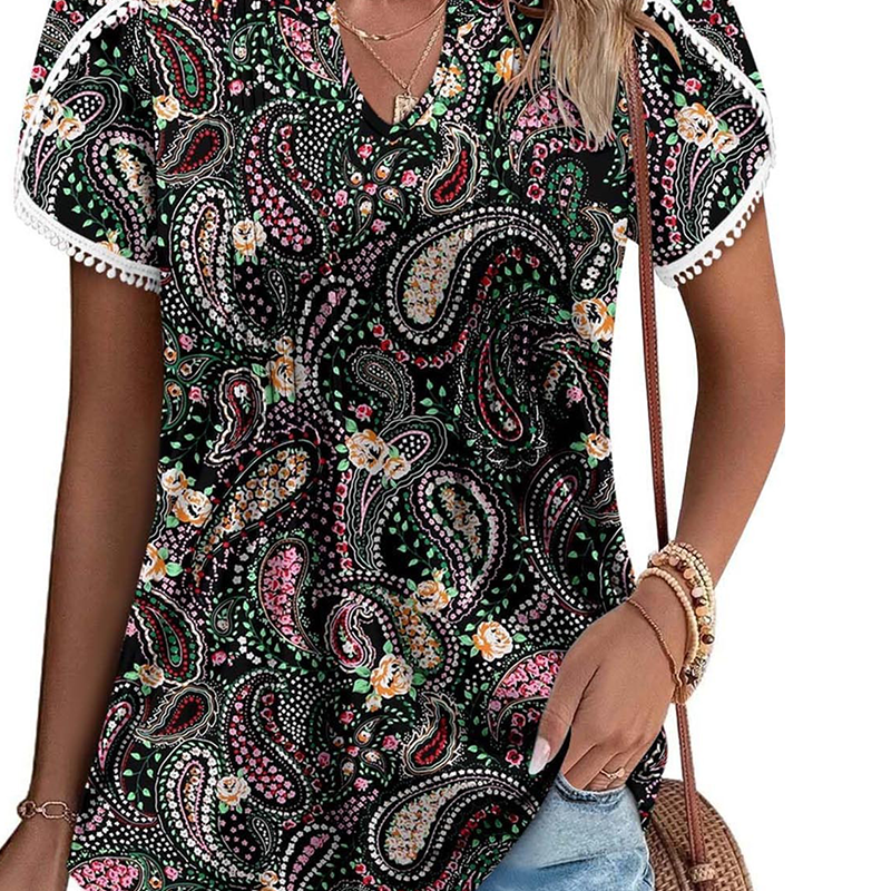✨Hot Sale 50% Rabatt🌸Bedrucktes kurzärmliges Tunika-Oberteil für Damen