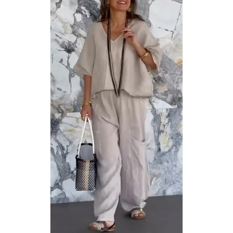 💓2-teiliges Baumwoll-Leinen-Set für Damen💓