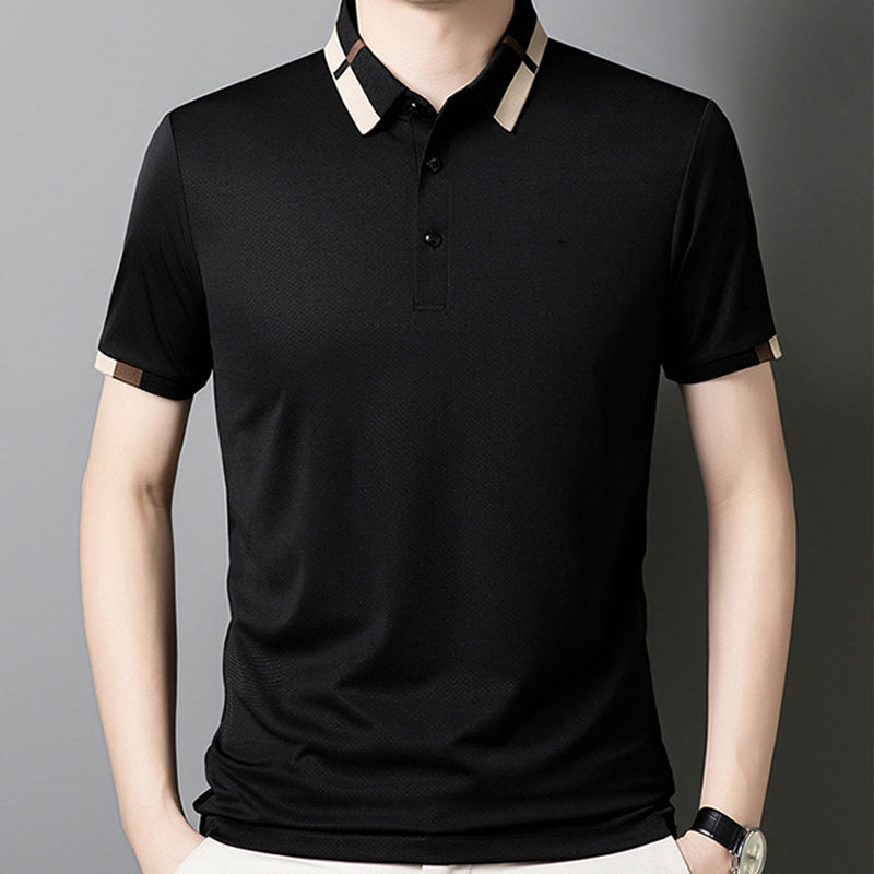 🔥Today 50% Off🔥Men's Stretch Ice Silk Short Sleeve Lapel T-shirt