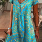 💃💃Damen elegantes Langarmkleid mit Blumenmuster und V-Ausschnitt
