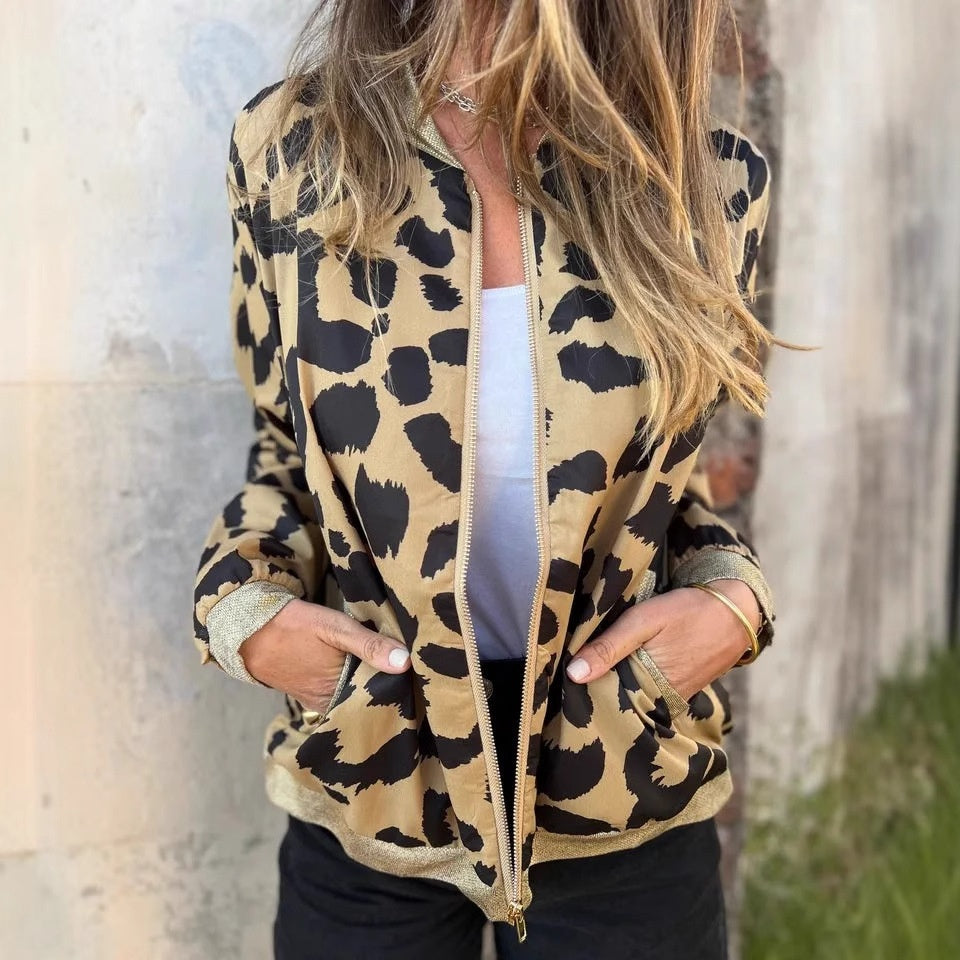 🎉🎉Reißverschlussjacke mit Leopardenmuster für Damen🍃🍃