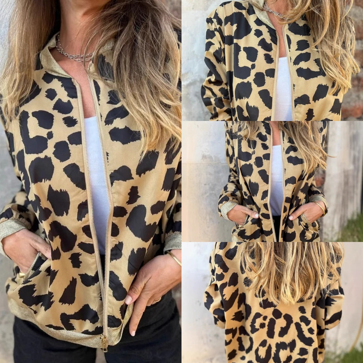 🎉🎉Reißverschlussjacke mit Leopardenmuster für Damen🍃🍃